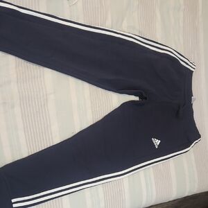 Adidas Kids Dark Blue Joggers with White Stripes